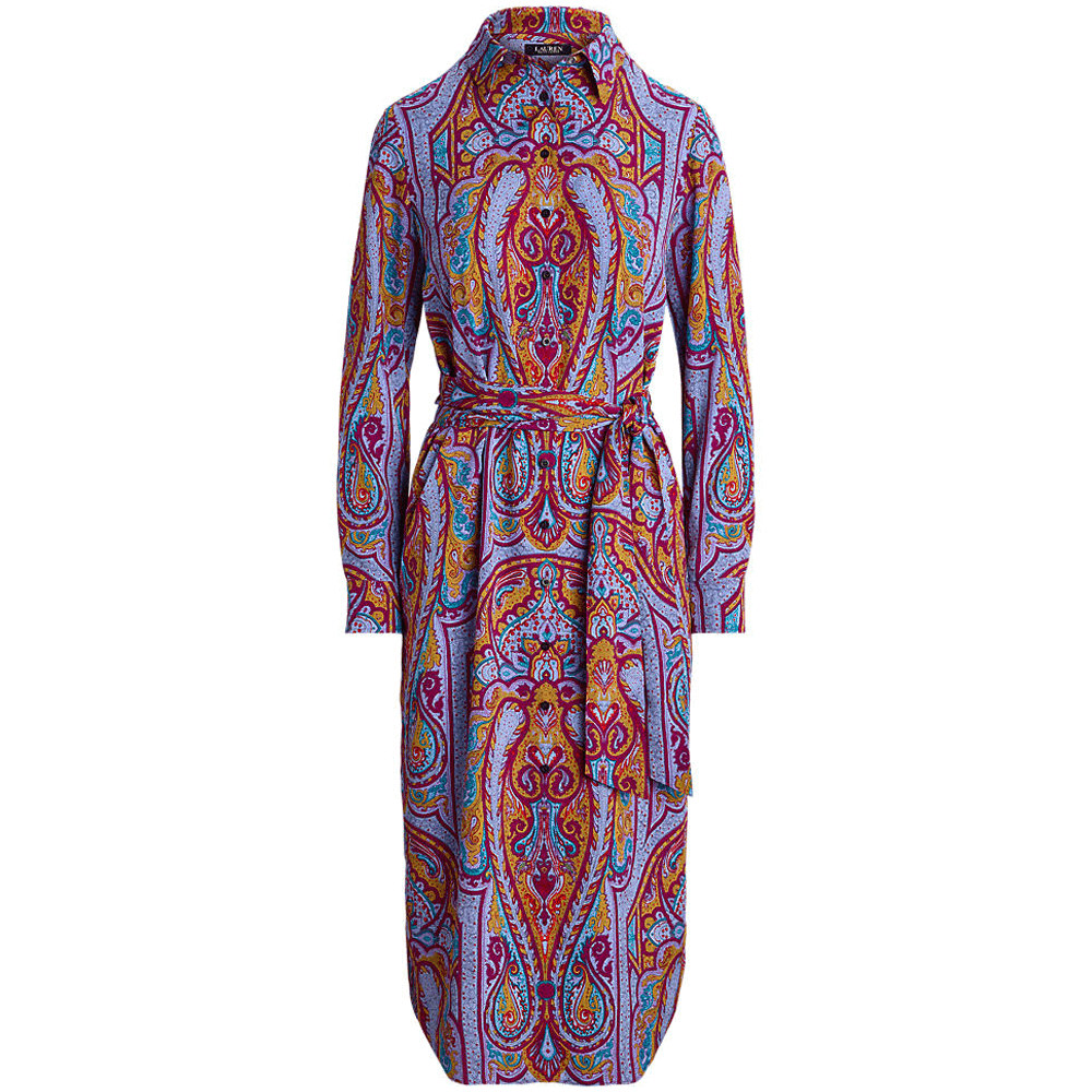 Lauren Ralph Lauren Paisley Belted Crepe Shirtdress